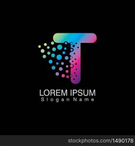 T Letter Logo with dots gradient design. company Alphabet vector template