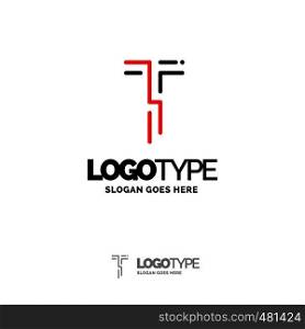 T Logo. Digital Logo template. Black and Red Logo template, Technology Brand Name Design. Creative Symbol Place for Tagline/slogan. Elegant Logo Design Template