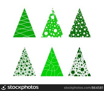 t of vector Christmas tree icons for design and decoration. Flat design.