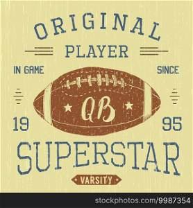T-shirt design, Football quarterback superstar typography graphics, vector illustration .. T-shirt design, Football quarterback superstar typography graphics, vector illustration