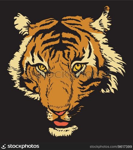 T-shirt design with raging tiger Royalty Free Vector Image