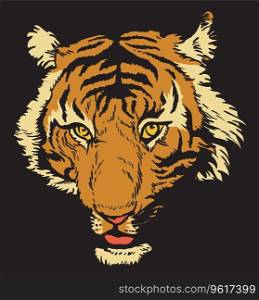 T-shirt design with raging tiger Royalty Free Vector Image