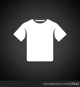 T-shirt icon. Black background with white. Vector illustration.