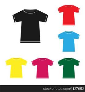 T-shirt icon. Set of colored t-shirts. Isolated on white background. flat style.