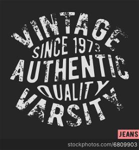 T-shirt print design. 1973 vintage stamp. Printing and badge applique label t-shirts, jeans, casual wear. Vector illustration.