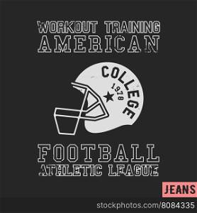 T-shirt print design. American football vintage stamp. Printing and badge applique label t-shirts, jeans, casual wear. Vector illustration.