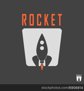 T-shirt print design. Rocket vintage stamp. Printing and badge applique label t-shirts, jeans, casual wear. Vector illustration.. T-shirt print design