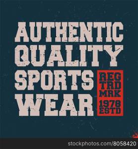 T-shirt print design. Sportswear vintage stamp. Printing and badge applique label t-shirts, jeans, casual wear. Vector illustration.