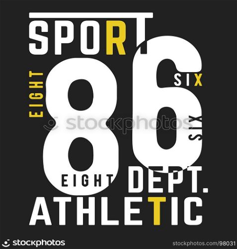 T-shirt print design. T-shirt print design. 86 athletic department vintage stamp. Printing and badge, applique, label, t shirts, jeans, casual and urban wear. Vector illustration.