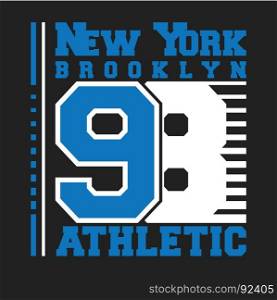T-shirt print design. T-shirt print design. New York 98 vintage stamp for denim, t shirt. Printing and badge, applique, label, t-shirts, jeans, casual and urban wear. Vector illustration.