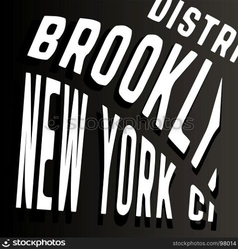 T-shirt print design. T-shirt print design. Brooklyn District New York City vintage stamp. Printing and badge, applique, label, t shirts, jeans, casual and urban wear. Vector illustration.