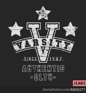 T-shirt print design. Victory vintage stamp. Printing and badge applique label t-shirts, jeans, casual wear. Vector illustration.