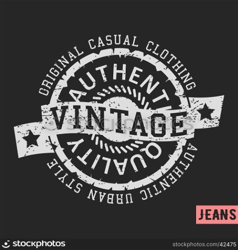 T-shirt print design. Wheel with ribbon vintage stamp. Printing and badge applique label t-shirts, jeans, casual wear. Vector illustration.