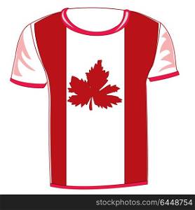 T-shirt with flag canada. T-shirt with flag canada on white background is insulated