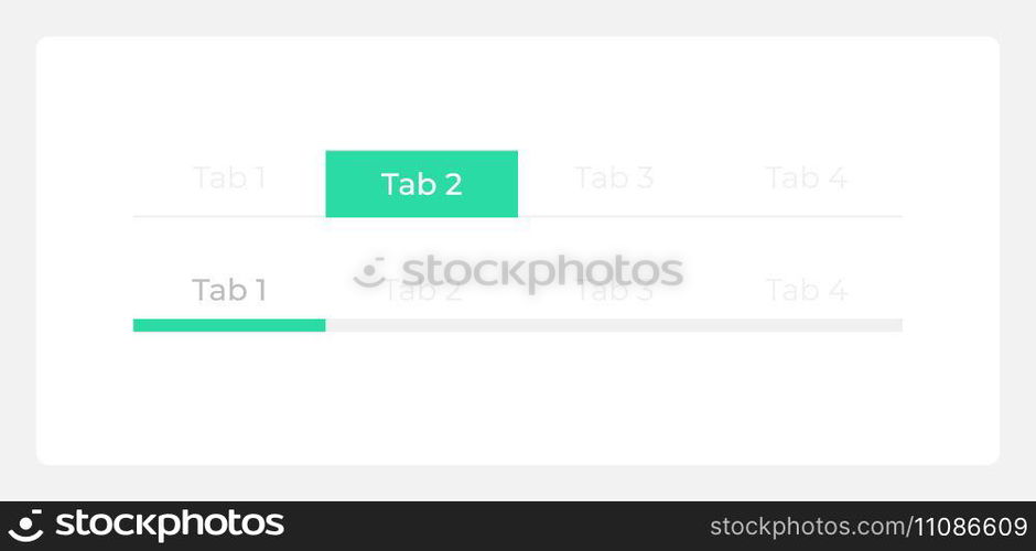 Tab bar menu UI elements kit. Content sections isolated vector components. Flat navigation menus and interface buttons template. Web design widget collection for mobile application with light theme. Tab bar menu UI elements kit