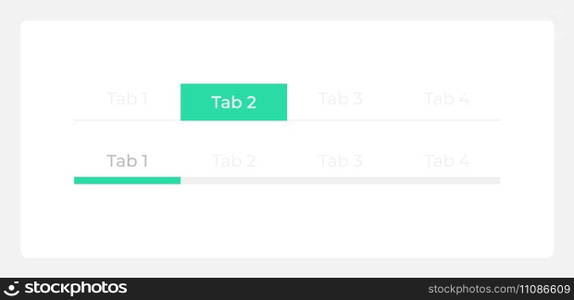Tab bar menu UI elements kit. Content sections isolated vector components. Flat navigation menus and interface buttons template. Web design widget collection for mobile application with light theme. Tab bar menu UI elements kit
