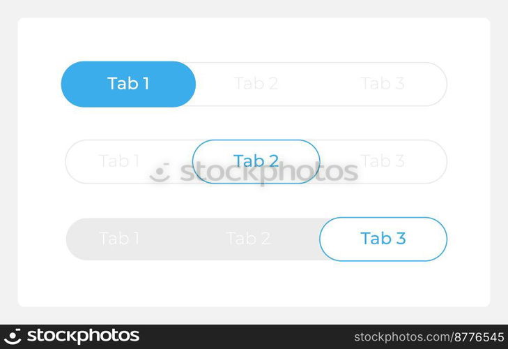Tab bar menu UI elements kit. Website header isolated vector components. Flat navigation menus and interface buttons template. Light theme web design widget collection for mobile application. Tab bar menu UI elements kit