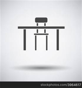 Table and chair icon on gray background with round shadow. Vector illustration.