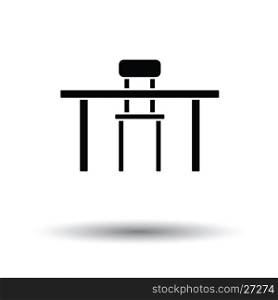 Table and chair icon. White background with shadow design. Vector illustration.