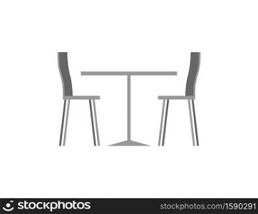 Table and chairs in cafe on white background