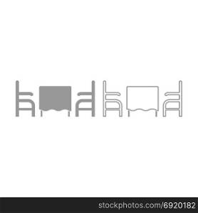 Table and two chair or armchair in restaurant icon. Table and two chair or armchair in restaurant icon. It is grey set .