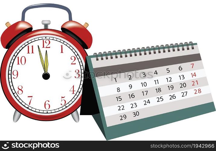 table calendar with red alarm clock. table calendar with red alarm clock table calendar with red alarm clock