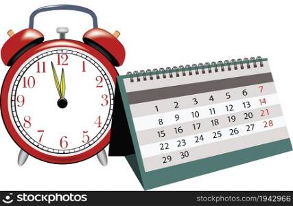 table calendar with red alarm clock. table calendar with red alarm clock table calendar with red alarm clock