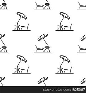 Table Chair Sun Umbrella Icon Seamless Pattern Vector Art Illustration