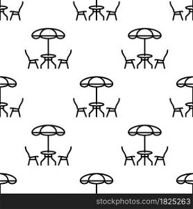 Table Chair Sun Umbrella Icon Seamless Pattern Vector Art Illustration
