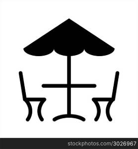 Table Chair Under Umbrella Icon Design Vector Art Illustration. Table Chair Under Umbrella Icon Design