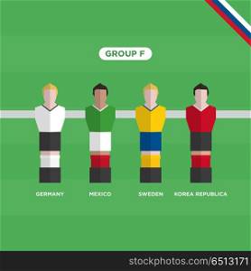 Table Football (Soccer) players, World Cup Russia 2018, group F. Editable vector design.