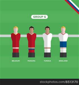 Table Football (Soccer) players, World Cup Russia 2018, group G. Editable vector design.