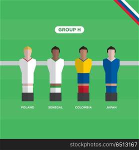 Table Football (Soccer) players, World Cup Russia 2018, group H. Editable vector design.