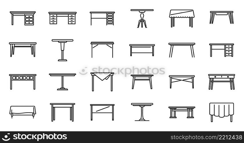 Table icon outline vector. Wooden desk. Office furniture. Table icon outline vector. Wooden desk