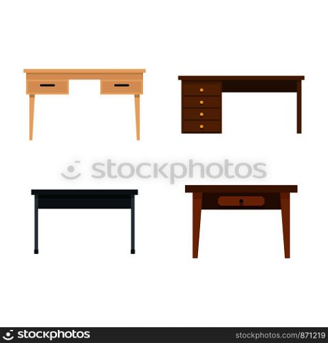 Table icon set. Flat set of table vector icons for web design isolated on white background. Table icon set, flat style