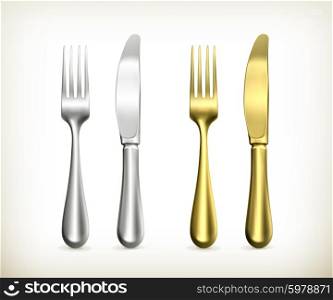 Table knife and fork, vector