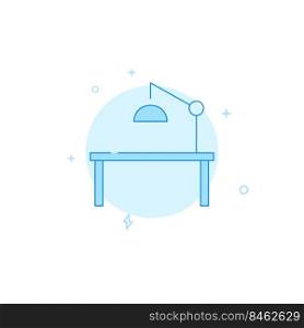 Table l&vector icon. Flat illustration. Filled line style. Blue monochrome design.. Table l&flat vector icon. Filled line style. Blue monochrome design.