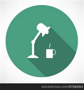 table lamp and coffee icon. Flat modern style vector illustration