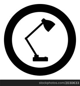 Table lamp Desk light electric for interior home icon in circle round black color vector illustration image solid outline style simple. Table lamp Desk light electric for interior home icon in circle round black color vector illustration image solid outline style