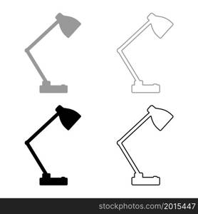 Table lamp Desk light electric for interior home set icon grey black color vector illustration image simple flat style solid fill outline contour line thin. Table lamp Desk light electric for interior home set icon grey black color vector illustration image flat style solid fill outline contour line thin