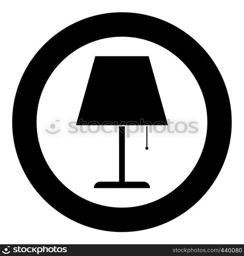 Table lamp Night lamp Clasic lamp icon in circle round black color vector illustration flat style simple image. Table lamp Night lamp Clasic lamp icon in circle round black color vector illustration flat style image