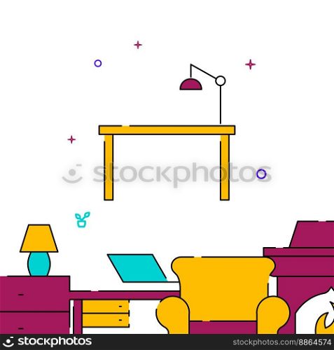 Table lamp, workplace filled line vector icon, simple illustration, related bottom border.. Table lamp, workplace filled line icon, simple vector illustration