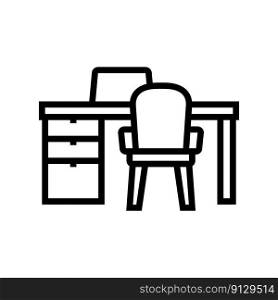 table laptop chair home office line icon vector. table laptop chair home office sign. isolated contour symbol black illustration. table laptop chair home office line icon vector illustration