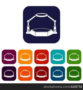 Table magnify icons set vector illustration in flat style In colors red, blue, green and other. Table magnify icons set flat