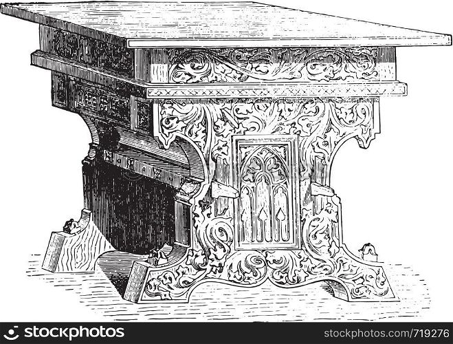 Table of fifteenth century, vintage engraved illustration. Industrial encyclopedia E.-O. Lami - 1875.