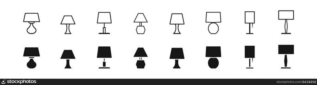 table p&icon set, lightning symbol, desktop object,  different interior elements, decor  concept, vector illustration