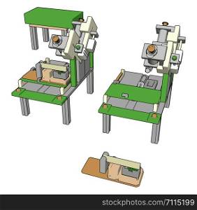 Table saws machine, illustration, vector on white background.