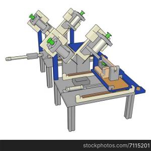 Table saws machine, illustration, vector on white background.