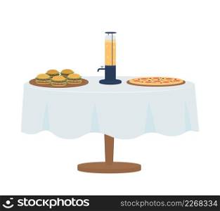 Table served for bachelor party semi flat color vector object. Full sized item on white. Part of house arrangement simple cartoon style illustration for web graphic design and animation. Table served for bachelor party semi flat color vector object