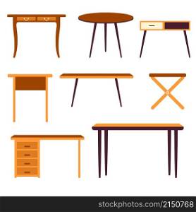 Table Set Vector illustration. Empty Table. Realistic Desk Stand. Isolated Furniture, modern interior object